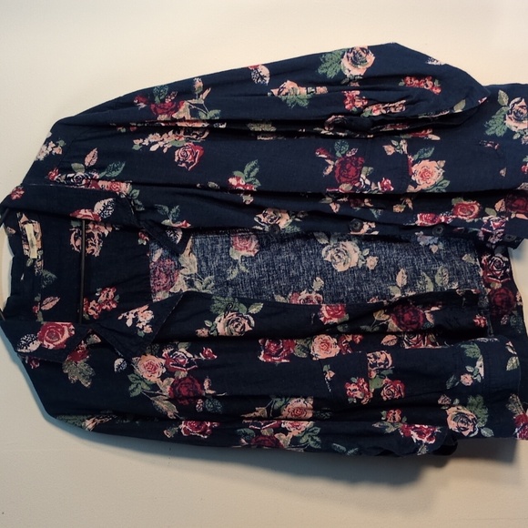 Maurices Jackets & Blazers - Maurices Navy Blue Pink Floral pattern jacket 3/4 sleeve Size 3X